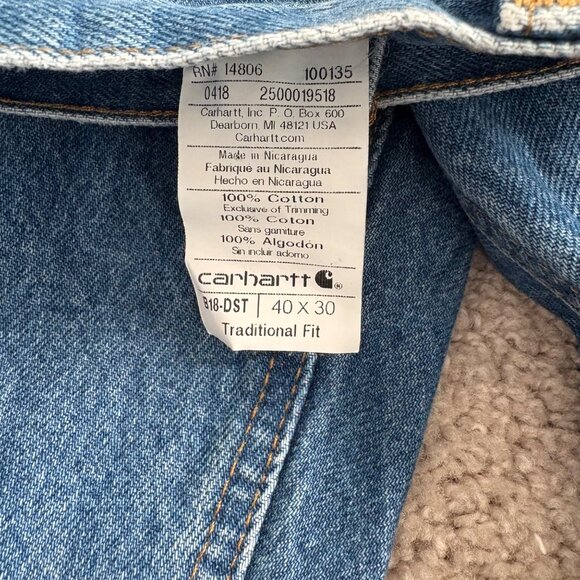 Carhartt Mens Traditional Fit Blue Denim Jeans40x30 100% Cotton Durable Workwear - Picture 6 of 8